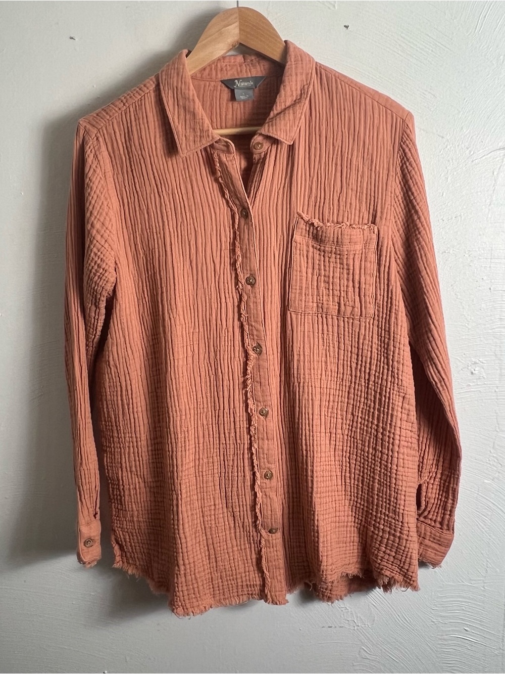 NATURAL REFLECTIONS Gauze Button-Down Shirt